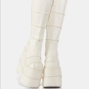 Demonia White Stack Platform Boots US W6/M4